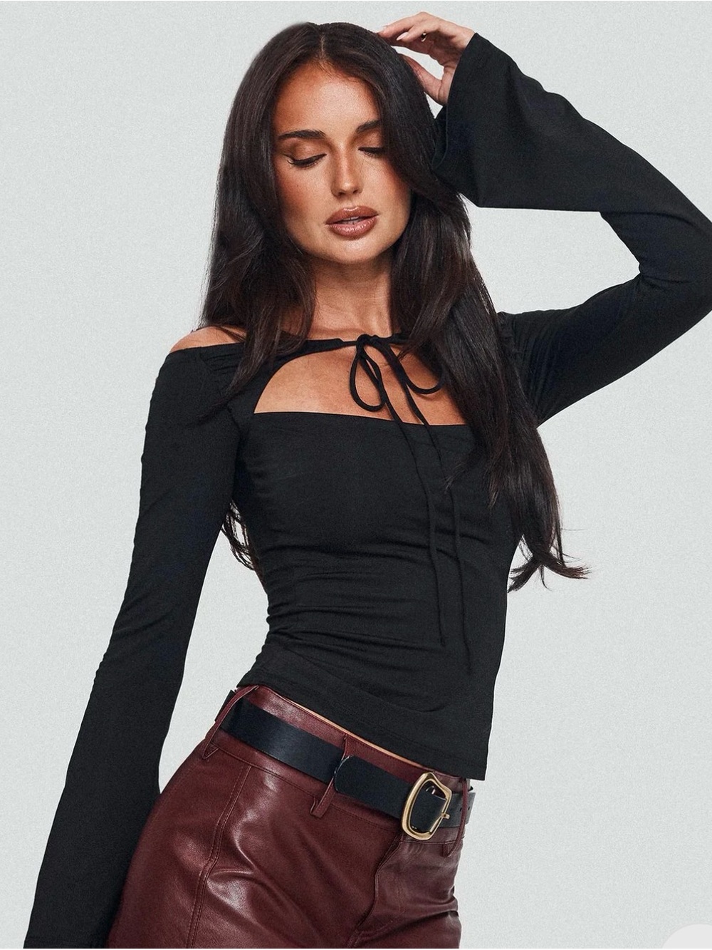 Princess Polly Black Nevah Long Sleeve Top (NWT)